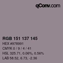 Código de color: RGB 151 137 145 | qconv.com