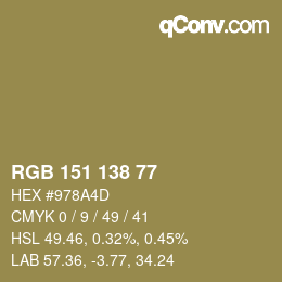 Farbcode: RGB 151 138 77 | qconv.com