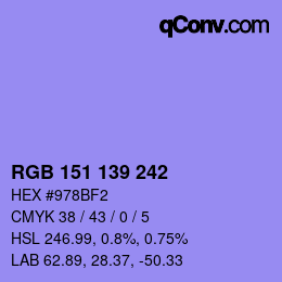 カラーコード: RGB 151 139 242 | qconv.com