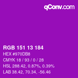 カラーコード: RGB 151 13 184 | qconv.com