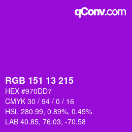 カラーコード: RGB 151 13 215 | qconv.com