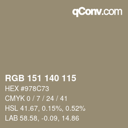 カラーコード: RGB 151 140 115 | qconv.com