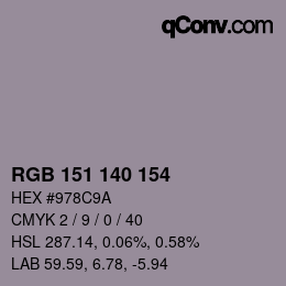 颜色代码: RGB 151 140 154 | qconv.com