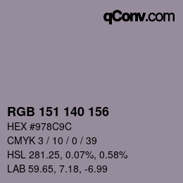 Color code: RGB 151 140 156 | qconv.com
