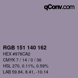 Color code: RGB 151 140 162 | qconv.com