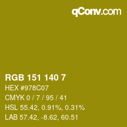 カラーコード: RGB 151 140 7 | qconv.com