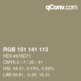 Farbcode: RGB 151 141 113 | qconv.com