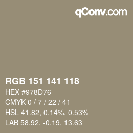 カラーコード: RGB 151 141 118 | qconv.com