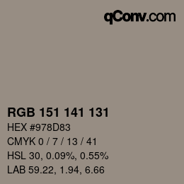 Farbcode: RGB 151 141 131 | qconv.com