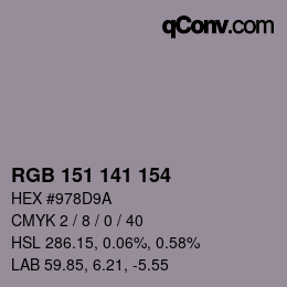 Color code: RGB 151 141 154 | qconv.com