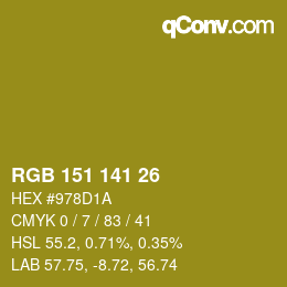 Color code: RGB 151 141 26 | qconv.com