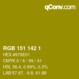 Color code: RGB 151 142 1 | qconv.com