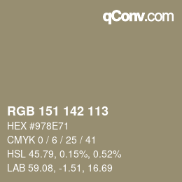 カラーコード: RGB 151 142 113 | qconv.com