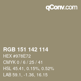 颜色代码: RGB 151 142 114 | qconv.com