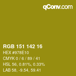 Color code: RGB 151 142 16 | qconv.com