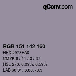 Color code: RGB 151 142 160 | qconv.com