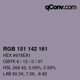 Color code: RGB 151 142 161 | qconv.com