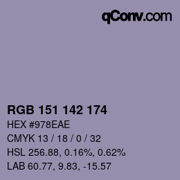 Color code: RGB 151 142 174 | qconv.com