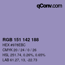 Color code: RGB 151 142 188 | qconv.com