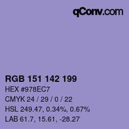 Color code: RGB 151 142 199 | qconv.com