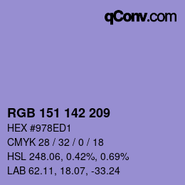 Color code: RGB 151 142 209 | qconv.com