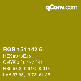 カラーコード: RGB 151 142 5 | qconv.com
