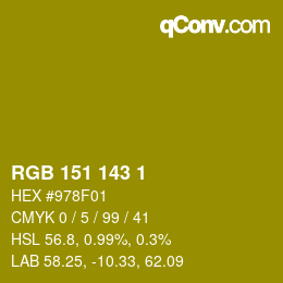 カラーコード: RGB 151 143 1 | qconv.com
