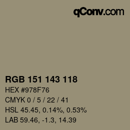 カラーコード: RGB 151 143 118 | qconv.com