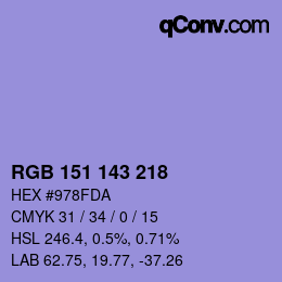 Color code: RGB 151 143 218 | qconv.com