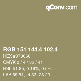カラーコード: RGB 151 144.4 102.4 | qconv.com