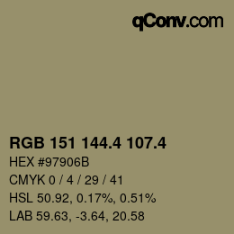 カラーコード: RGB 151 144.4 107.4 | qconv.com