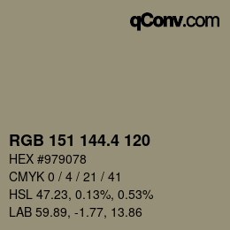 カラーコード: RGB 151 144.4 120 | qconv.com