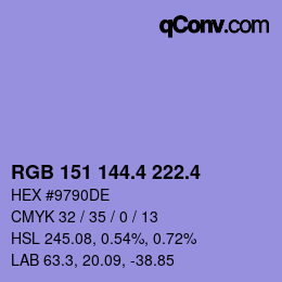 カラーコード: RGB 151 144.4 222.4 | qconv.com