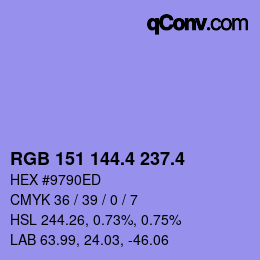 カラーコード: RGB 151 144.4 237.4 | qconv.com