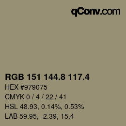 カラーコード: RGB 151 144.8 117.4 | qconv.com