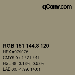 カラーコード: RGB 151 144.8 120 | qconv.com