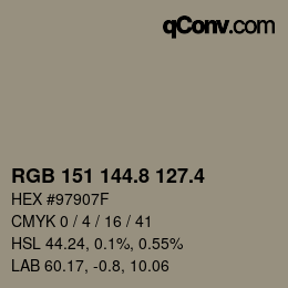 カラーコード: RGB 151 144.8 127.4 | qconv.com