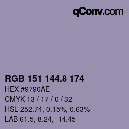 Color code: RGB 151 144.8 174 | qconv.com