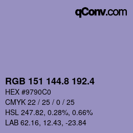 カラーコード: RGB 151 144.8 192.4 | qconv.com