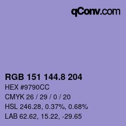 Color code: RGB 151 144.8 204 | qconv.com