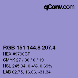 カラーコード: RGB 151 144.8 207.4 | qconv.com