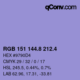 カラーコード: RGB 151 144.8 212.4 | qconv.com