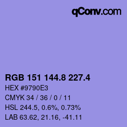 カラーコード: RGB 151 144.8 227.4 | qconv.com