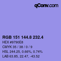 カラーコード: RGB 151 144.8 232.4 | qconv.com