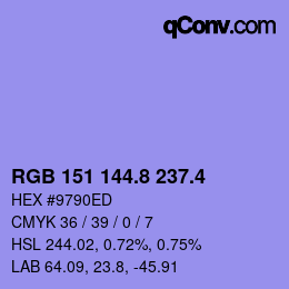 カラーコード: RGB 151 144.8 237.4 | qconv.com