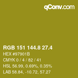 カラーコード: RGB 151 144.8 27.4 | qconv.com