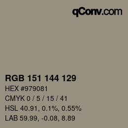 Color code: RGB 151 144 129 | qconv.com