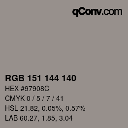 颜色代码: RGB 151 144 140 | qconv.com