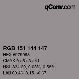 Color code: RGB 151 144 147 | qconv.com