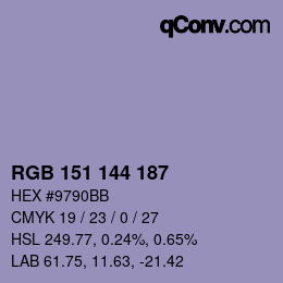 Farbcode: RGB 151 144 187 | qconv.com